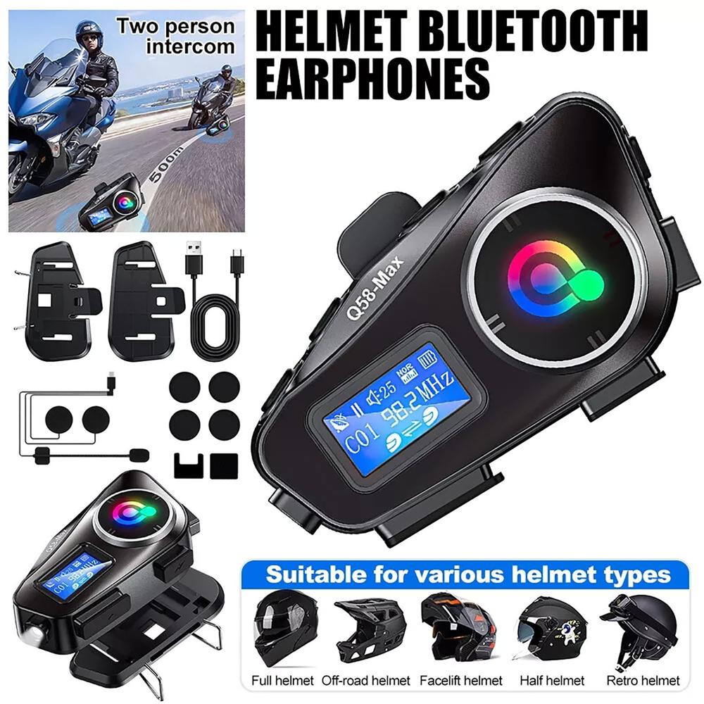 Car Bluetooth Headset Motorcycle Intercom Helmet LCD Waterproof maximum 32G