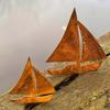 Ornamentos de Jardim de Velheiro de Metal, 2 Peças de Decorações de Jardim 3D, Navio Vintage Marrom Enferrujado, Perfeito para Decorações Externas com Tema Oceânico