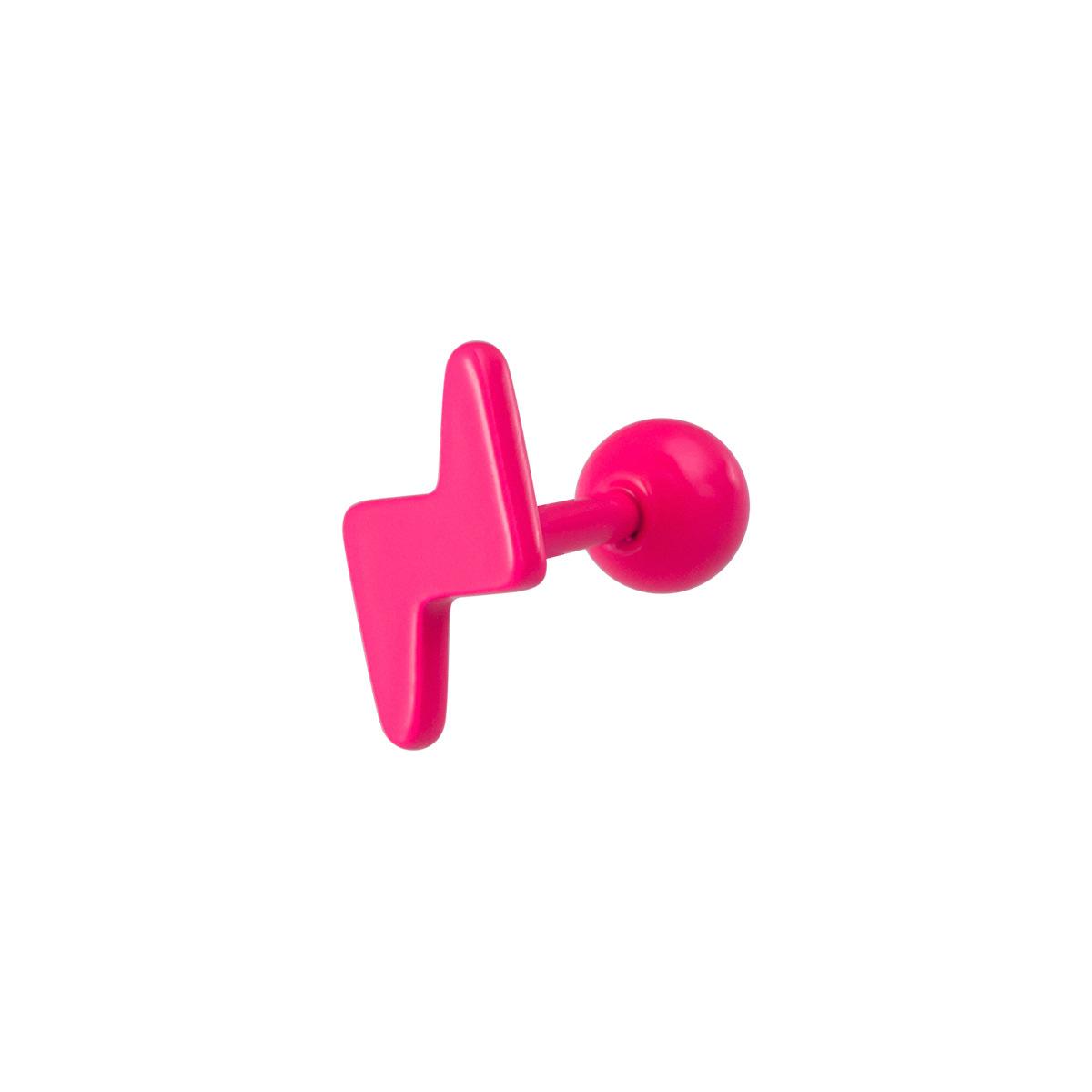 

1PC Y2K Stainless Steel Pink Star Lightning Helix Piercing Cartilage Earring Colorful Paint Simple Body Piercing