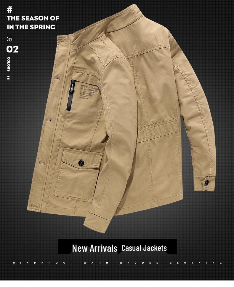 Men's Mid-Length Casual Cotton Jacket - Spring & Autumn, Plus Size, Loose Fit, Outdoor Sports, Dad Style.