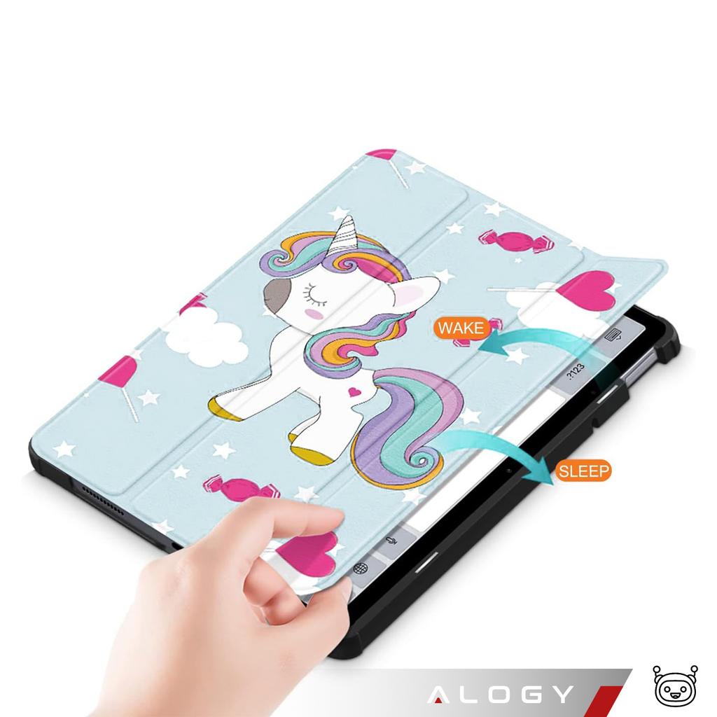 Etui Do Samsung Galaxy Tab A9 2023 8.7" X110/X115 Obudowa Na Tablet Case Alogy Book Cover Unicorn Jednorożec Niebieskie + Szkło