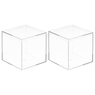2/4pcs Clear Acrylic Plastic Storage Box Square Cube Display Case with Lid Container Box Dust Proof Display Box Showcase