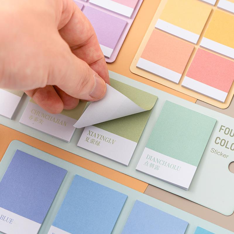 1/4 pièces Notes autocollantes dégradées de couleurs douces, étiquettes carrées, bloc-notes autocollant, agenda