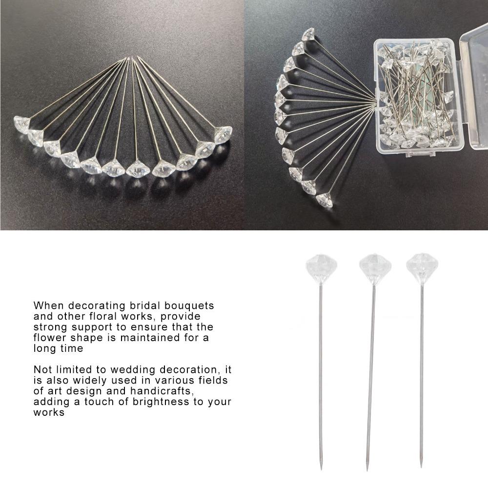 300Pcs Clear Crystal Rhinestone Head Pins Straight Shank Floral Wedding Pins Bouquet Decoration