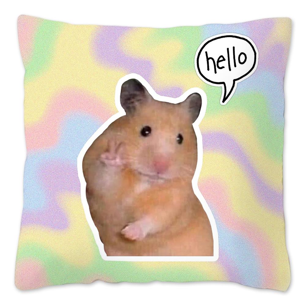 Funny Hamster Meme Pillow Cover Home Decor Polyester Cushion Cover for Sofa Car Cute Pillow Case Cojines Decorativos Para Sofá
