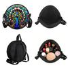 Peacock Print Round Shoulder Bag Casual Messenger Bag for Woman Best Gifts 2D Flat Casual Daily Crossbody Bag