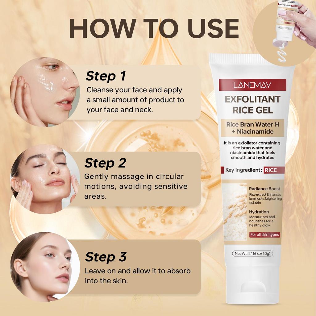 Exfolitant Rice Gel-Moisturize And Nourishes For A Healthy Glow-Transforms Skin Into A Claen And Healthy Texture-Suitable For All Skin Types, 60g