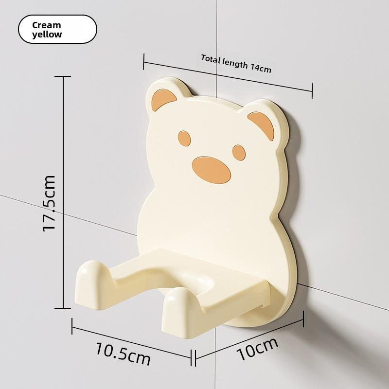 New Cartoon Bear Hair Dryer Storage Rack Wall-mounted, No Drilling Needed for Bathroom