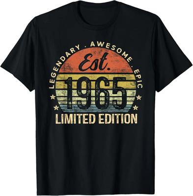 Vintage 1965 Limited Edition 60th Birthday Gift 60-year-old Man Vintage T-shirt Men's Clothing Can Be Customized by Ropa Hombre
