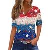 Women's T Shirt Tee Independence Day Printed Button Short Sleeve Tunic Daily Weekend Fashion Basic V- Neck Regular Top