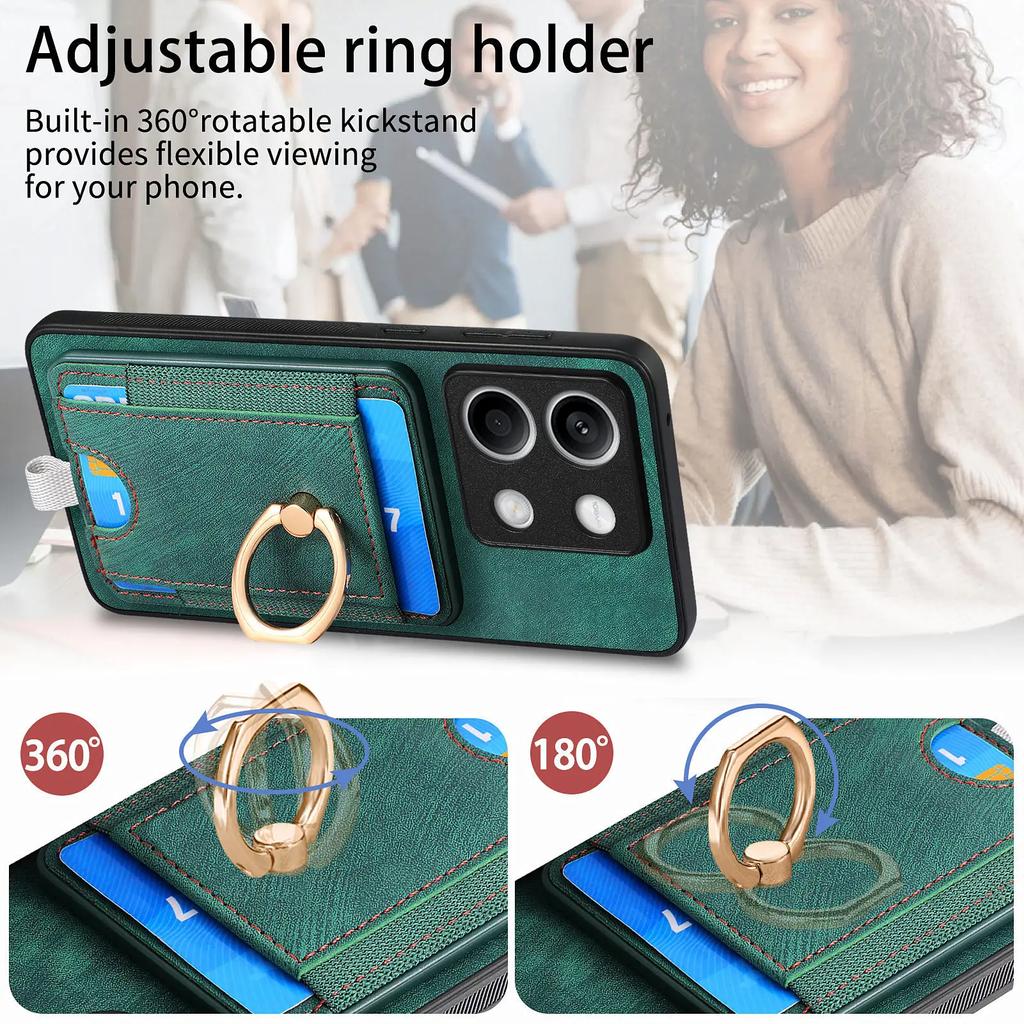 2 in 1 Detachable Cards Solt Wallet Case For Xiaomi Redmi Note 13 12 11 10 Pro POCO X4 X5 F5 X6 13T 13C Ring Holder Bag Cover