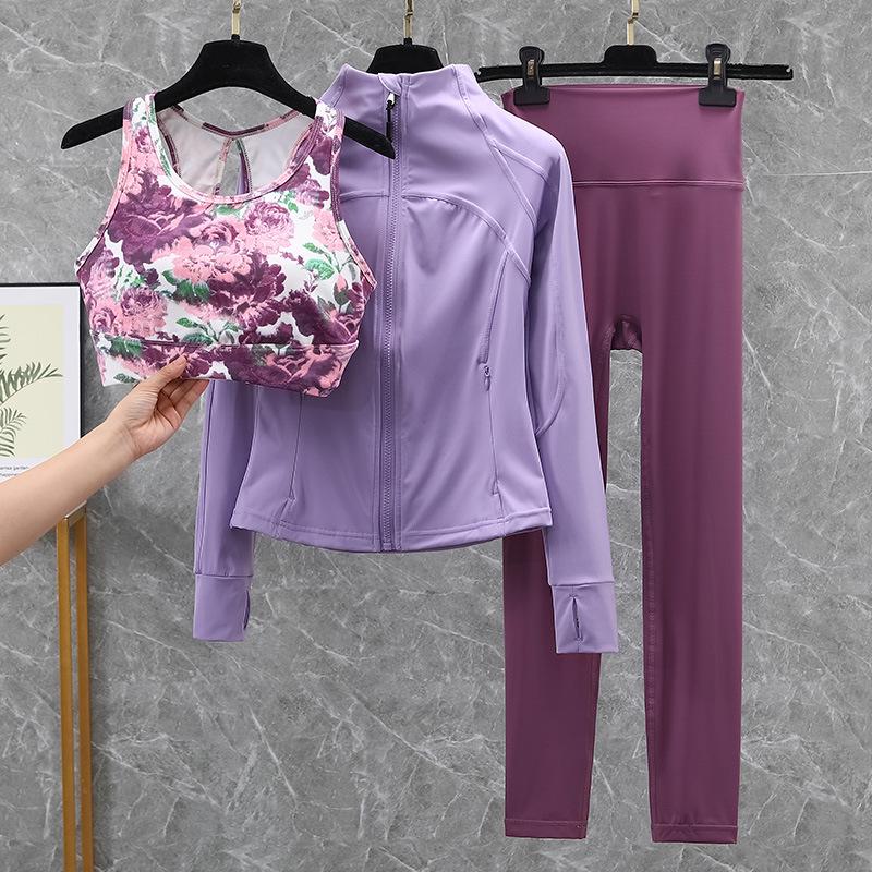 Damski strój do jogi i biegania z wysokim stanem, szybkoschnący - Podnoszący biodra, zestaw fitness na wiosnę/jesień