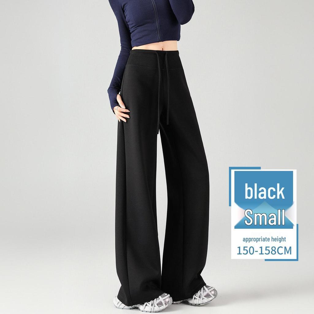 White High-Waisted Wide-Leg Pants for Women - Spring/Autumn 2026 Casual Drape Yoga & Sports Sweatpants