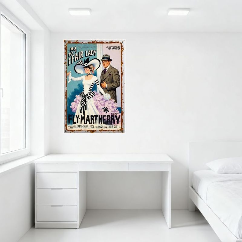 Vintage My Fair Lady Metal Tin Sign Audrey Hepburn Rex Harrison Movie Poster for Home Cafe Bar Man Cave Decor