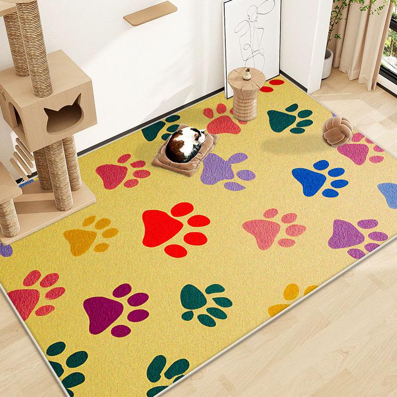 Cute Footprint Carpets for Living Room Modern Decoration Children Bedroom Plush Rug Home Pet Area Easy Clean Non-slip Mat Floor