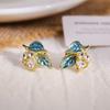 Blue Unique Leaf Earrings, Fashionable Small Fresh Earrings, Niche Light Luxury High-End Versatile Earrings