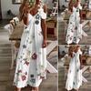 Maxi Dress Feather Printed Lace Sling Ladies Loose-fitting A-Line Long Dress Streetwear