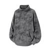 Men's Dark Gray Tie Dye Half Zip Stand Collar Casual Pullover Sweatshirt