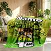 Custom Name Personalized Ben 10 Cartoon Print Blanket, Home Decor, Bedroom, Sofa, Camping, Couch, Gifts for Birthday ChristmasEnthusiasts