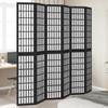 6 Piece Black Folding Screen Solid Paulownia Wood