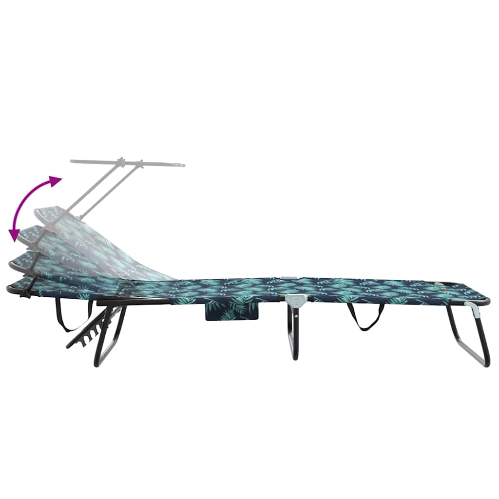 Folding Sun Lounger Multicolour 190 X 57 X 81 Cm Oxford Fabric