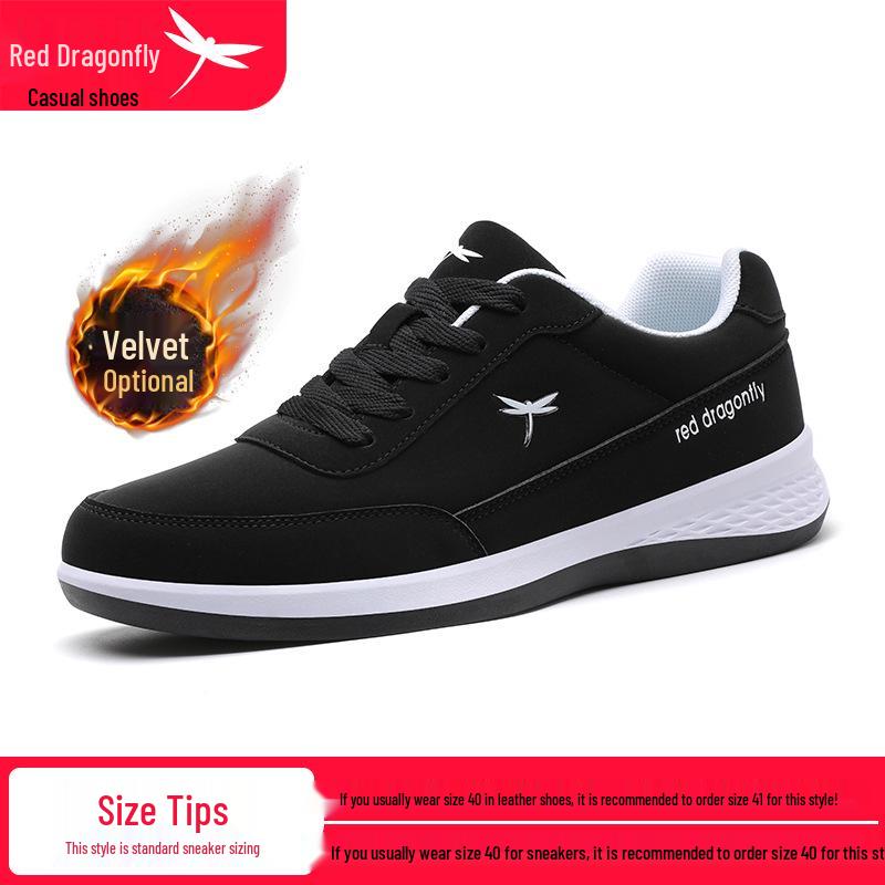 Red Dragonfly Men s Warm Velvet Casual Sneakers - Soft Sole for Spring/Autumn 44