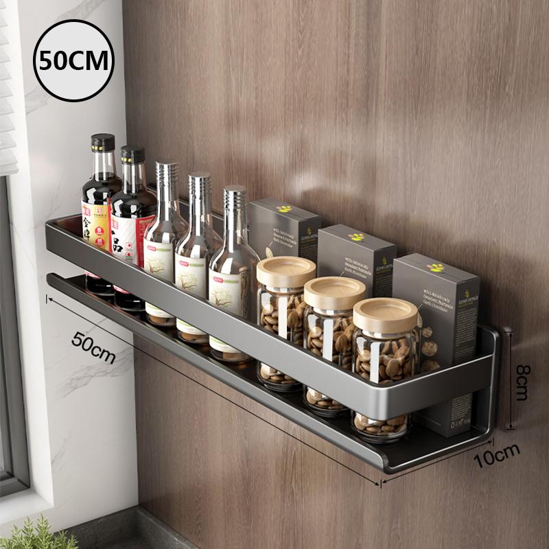 Luxury Kitchen Rack Condiment Jar Storage Rack No Punching Wall-Mounted Seasoning Storage Rack Kitchen Accessories Organizer