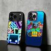 Retro G-Geometry D-Dash Game Telefoonhoesje Voor iPhone 17,16,15,14,13,12,11 Plus,Pro Max,XS,Gekleurd zilveren telefoonhoesje