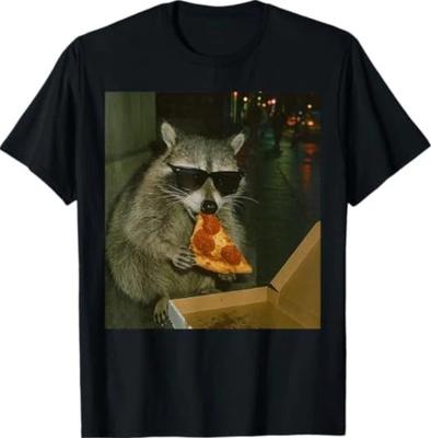 Lustiges Waschbär isst Pizza Tier Meme T-Shirt