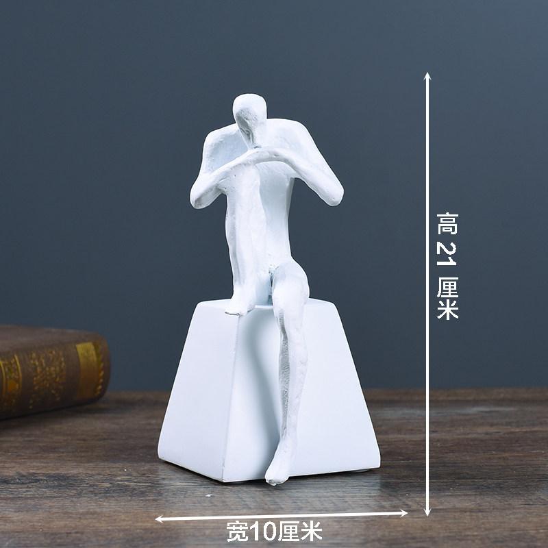 Creatieve Beeldhouwkunst Hars Ambachten Denker Contemplatieve Beeldje Gouden Man Decoratieve Beeldjes Woondecoratie