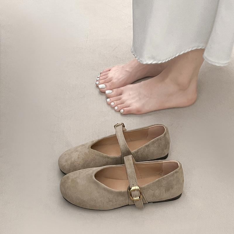 

Retro Mary Jane shoes women s spring and autumn 2025 new fashionable versatile flat-soled single shoes comfortable pregnant women Doudou shoes 39 абрикосовый