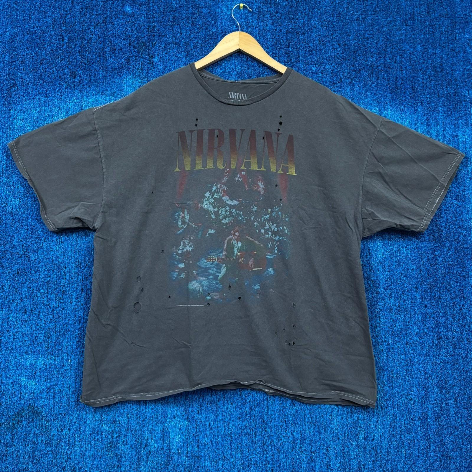 Nirvana Mtv Unplugged Live Set Distressed Grunge Band Tee OS Unisex T-Shirt S
