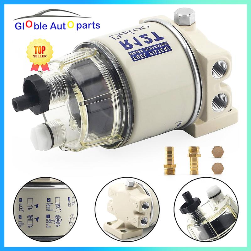 R12T Fuel Filter Water Separator Complete Kit - Marine SPIN-ON R12T Filter Replaces S3240 120AT NPT ZG1/4-19 Fit 3/8 Inch NPT Ou