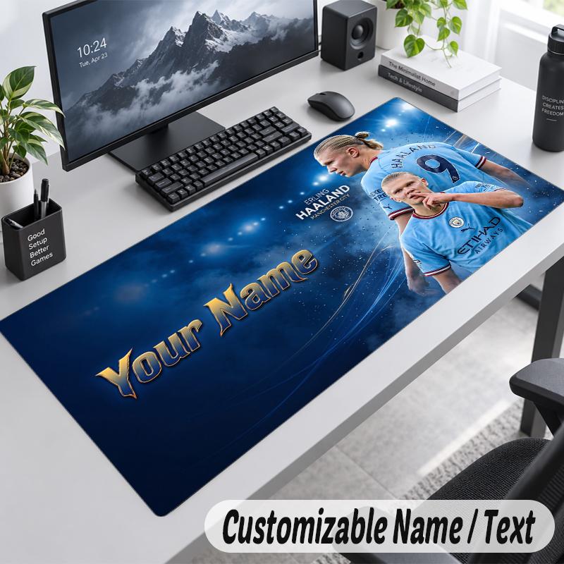 Custom Name Text Mouse Pad Erling Haaland Personalized Desk Pad For Work And Gaming