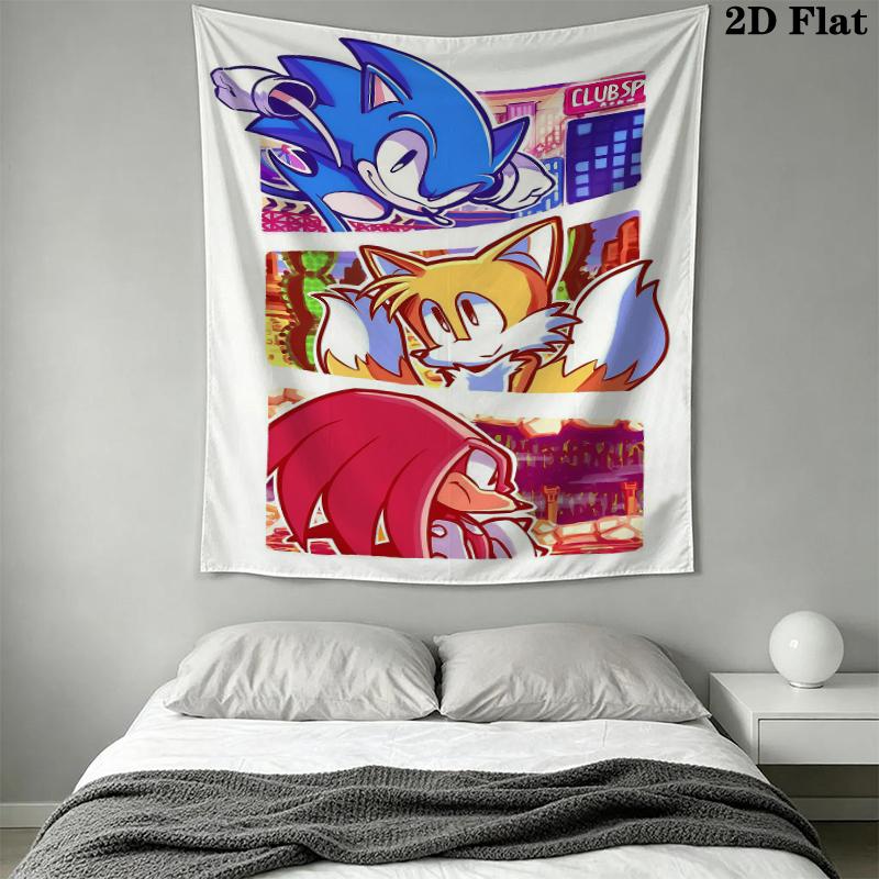 Sonic the Hedgehog Wall Tapestry Aesthetic Wall Hanging Printed Fabric Blanket Decorative Tapestries for Bedroom Living Room Home Decor