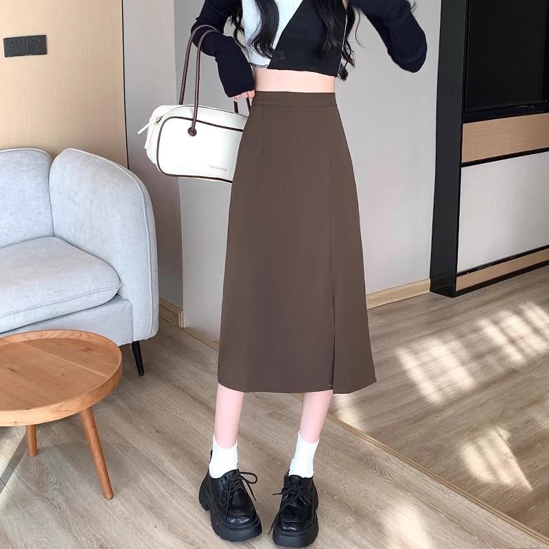 2024 High-Waisted Slit Midi Pencil Skirt: Summer Slimming A-line Bodycon Skirt for Women