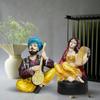 Harz Rajasthani Traditionelles Paar mit Musikinstrumenten für Heimdekoration - (Set aus 2, Mehrfarbig)