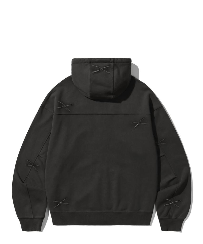 Trillion Domingo Pigment 2-Way Sweat Zip-Up (Charcoal)