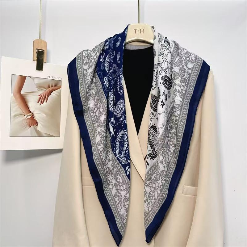 Vintage Versatile Women S 90cm Large Square Scarf Sun Protection Shawl
