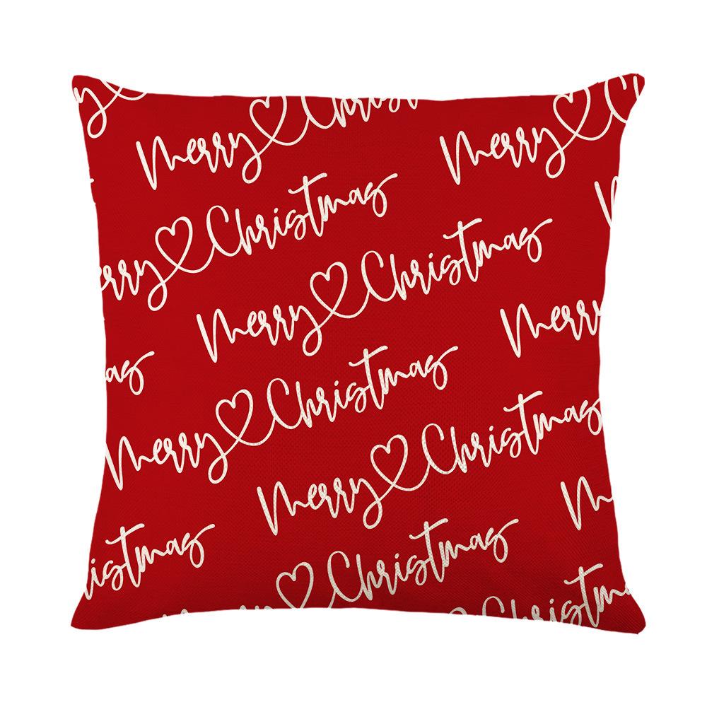Christmas Plaid Pillow Cover Flower Letter Print Home Sofa Cushion Cover Bedroom Cushion Cover