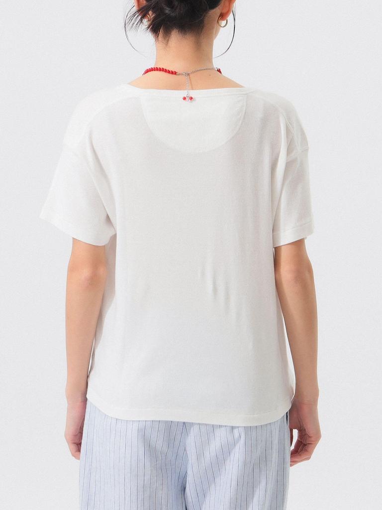 Beams Boy S/S Tee Logo Henley Neck Short Sleeve Women's OFF_WHT FREE
