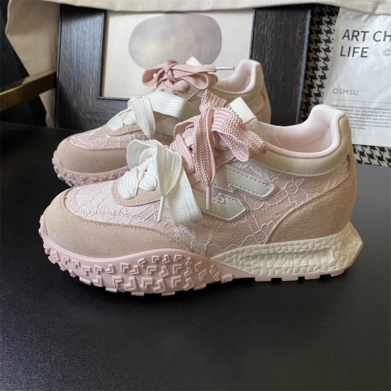 Thick-soled lace non-slip heightening Forrest Gump shoes women's spring and summer 2025 retro casual sports shoes small German training shoes
