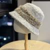 Long haired Plush Patchwork Fisherman's Hat Women's Foldable Outdoor Windproof and Cold Proof Basin Hat Multi Functional Small Face