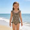 Costume da bagno per bambina con volant in tulle davanti e dietro spalline incrociate costume da bagno stampato costume da bagno estivo