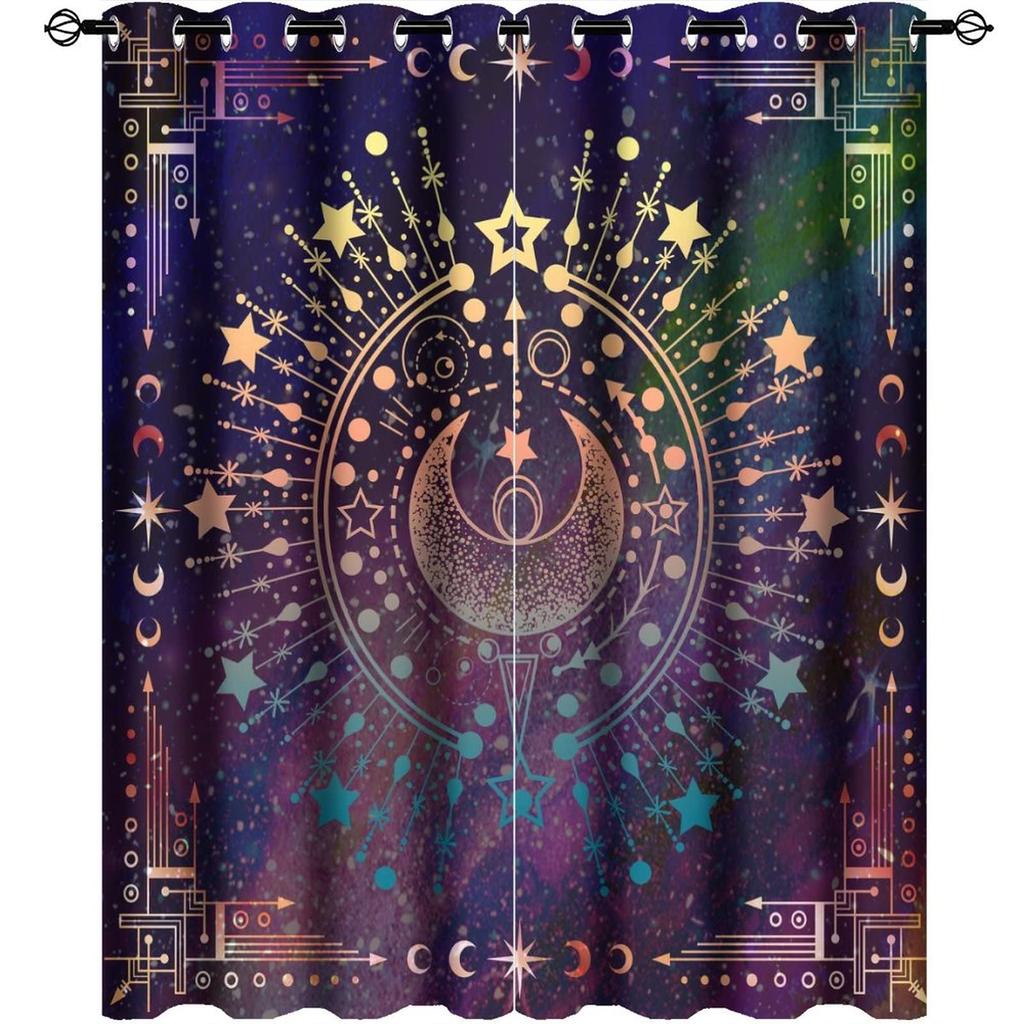 Moon Curtains Bedroom Living Room High Blackout Curtain Thermal Insulated Window Living Room Children's Room Drapes 2 Panels