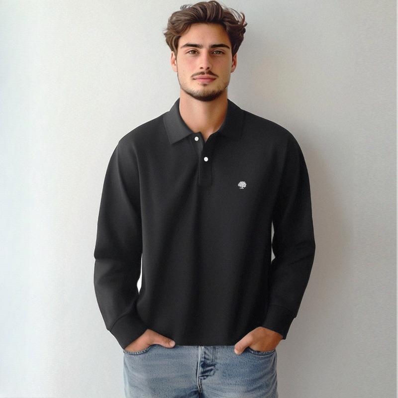 Men's Winter Collared Polo Shirts With Fleece Lined Casual Long Sleeve Tops Sweatshirts Button Down Pullover Shirts Warm Work Golf Shirts for Men