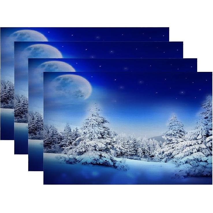 

Batmerry Рождественские синие декоративные подставки, Красивая зимняя живопись, Плетеные из мешковины, Современные подставки для обеденного стола, кухонного стола, круглого стола 12 x 18 (Pack of 4)