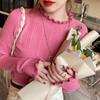 Herbst und Winter Schlanke Passform Basis Pullover Pullover Damen Mode Lässig Elegant Langarm Strickpullover Damen Pilzkante Uni Damen Pullover 25574