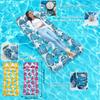 1pc Tropical Leaf Print Inflatable Pool Float Mat, Mesh Hole Water Floating Lounge Bed,  for Summer Beach Party