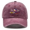 Heart-shaped Flag of Philippines Washed Cotton Snapback Baseball Caps Man's Cap Sporting Adjustable Baseball Hat